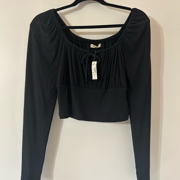 NWT Madewell Ribbed Square-Neck Long-Sleeve Top in Black - Picture 6 of 11
